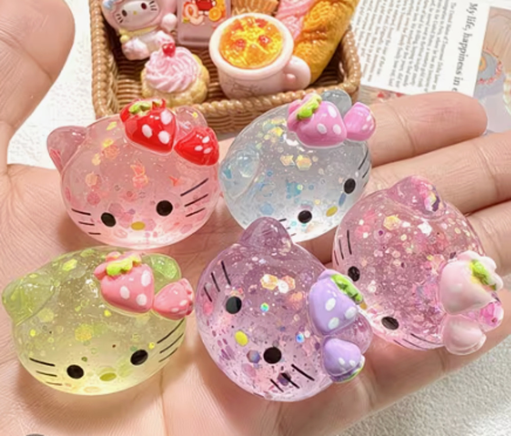 Sanrio 3D luminous Hello Kitty car decorations – 5pc set